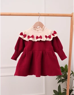 Rochia cu fundite Sofia, visiniu-alb