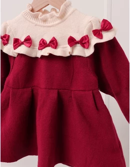 Rochia cu fundite Sofia, visiniu-alb