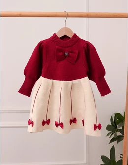 Rochia cu fundite Victoria, visiniu-alb