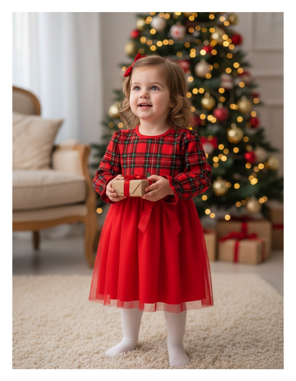 Rochita Craciunita cu Fundita rosu