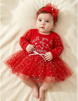 Rochita cu bentita Craciun Be Mine rosu