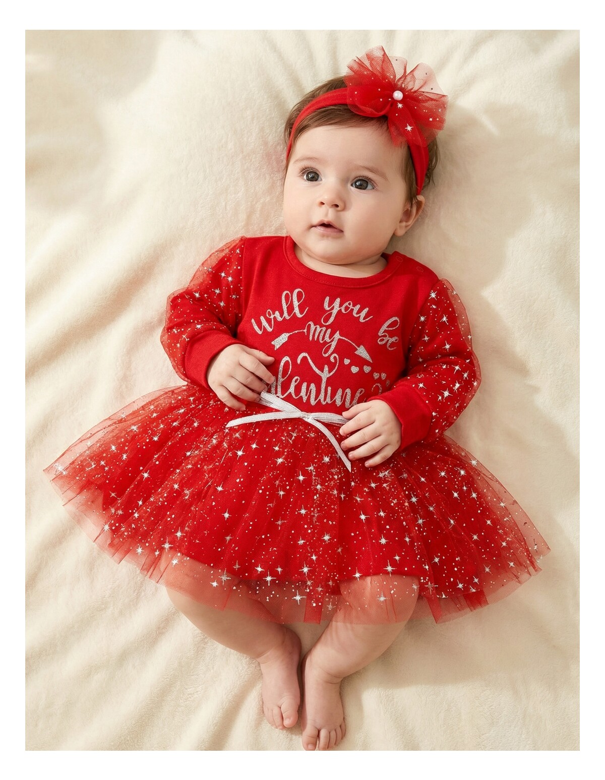 Rochita cu bentita Craciun Be Mine rosu