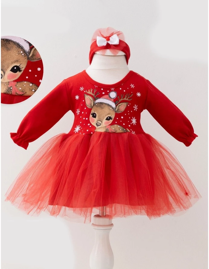 Rochita cu bentita Craciun Cute Deer rosu picture - 7