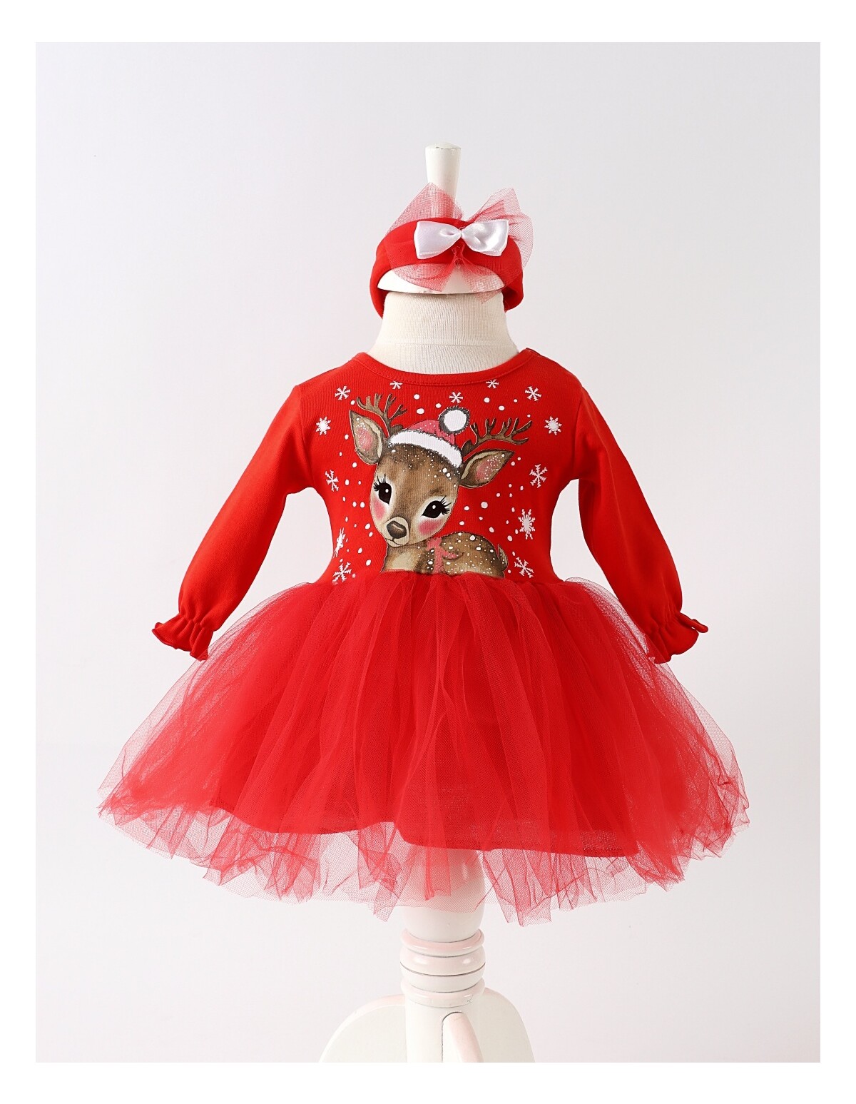 Rochita cu bentita Craciun Cute Deer rosu
