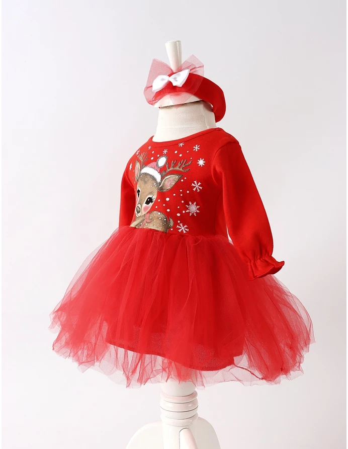 Rochita cu bentita Craciun Cute Deer rosu picture - 2