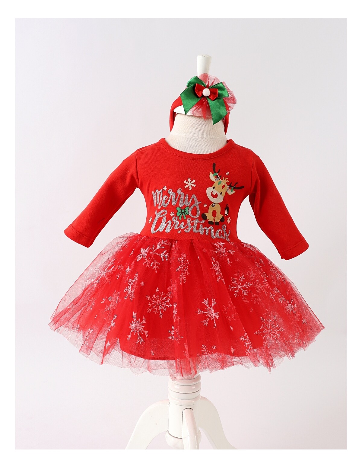 Rochita cu bentita Merry Christmas, rosu