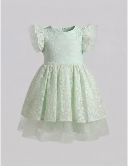 Rochita cu broderie, Kiara, model verde