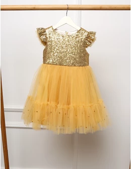 Rochita cu paiete Anette, galben pal