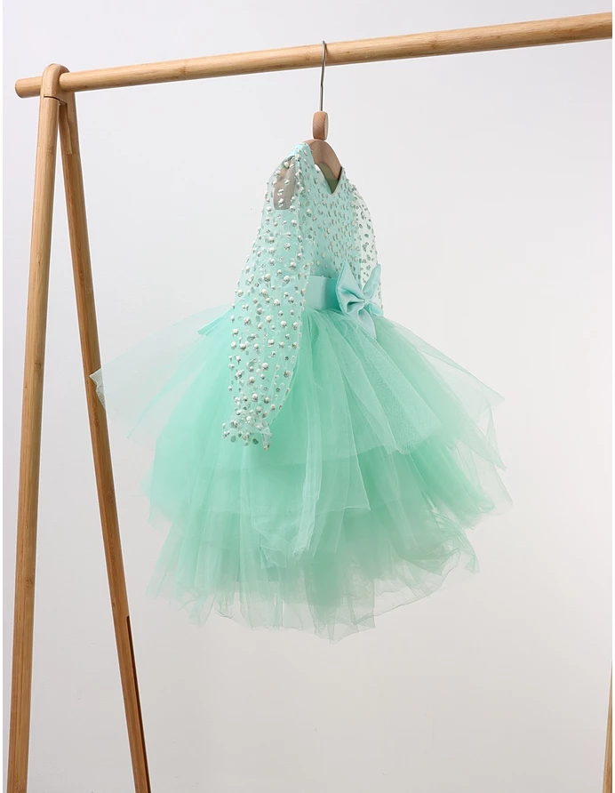 Rochita cu tulle Mara, verde picture - 4