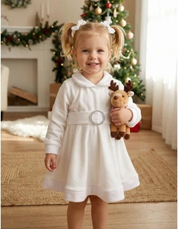 Rochita de catifea cu brau polar alb Craciun