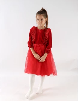 Rochita de catifea cu doua fundite Leila