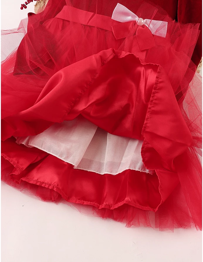 Rochita de catifea cu Fundita si Perla Rebecca picture - 11