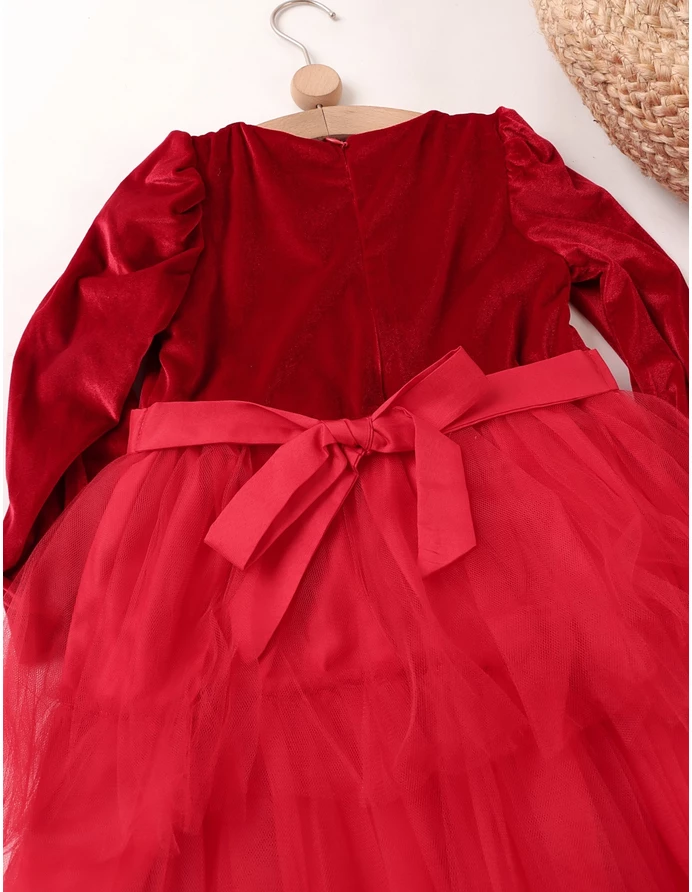 Rochita de catifea cu Fundita si Perla Rebecca picture - 12