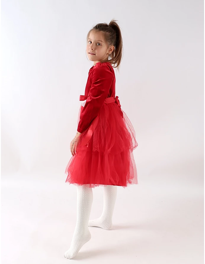 Rochita de catifea cu Fundita si Perla Rebecca picture - 13