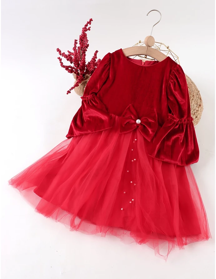 Rochita de catifea cu Fundita si Perle Amy picture - 5