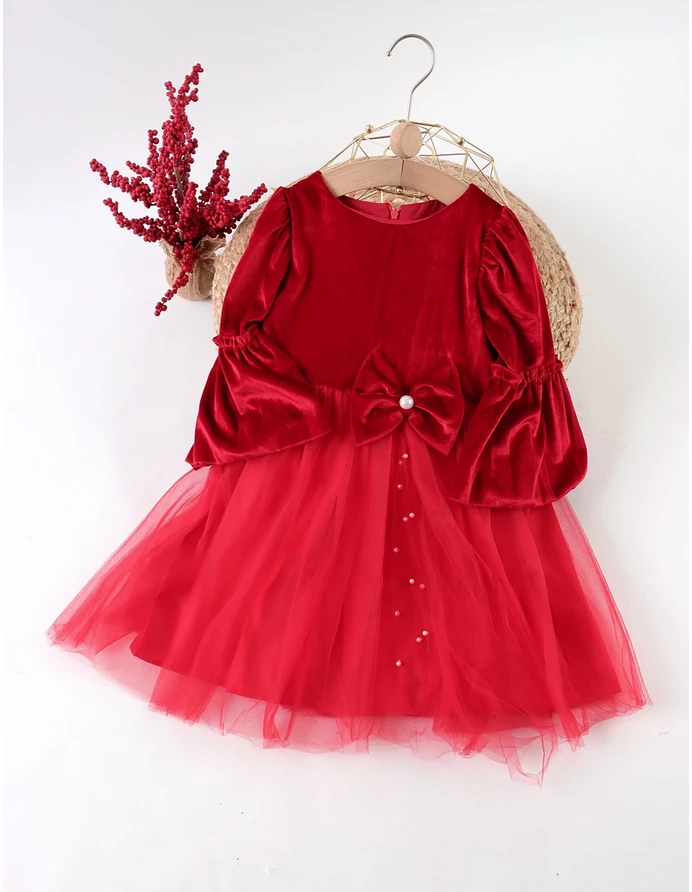 Rochita de catifea cu Fundita si Perle Amy picture - 6