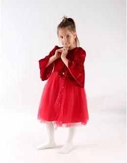 Rochita de catifea cu Fundita si Perle Amy