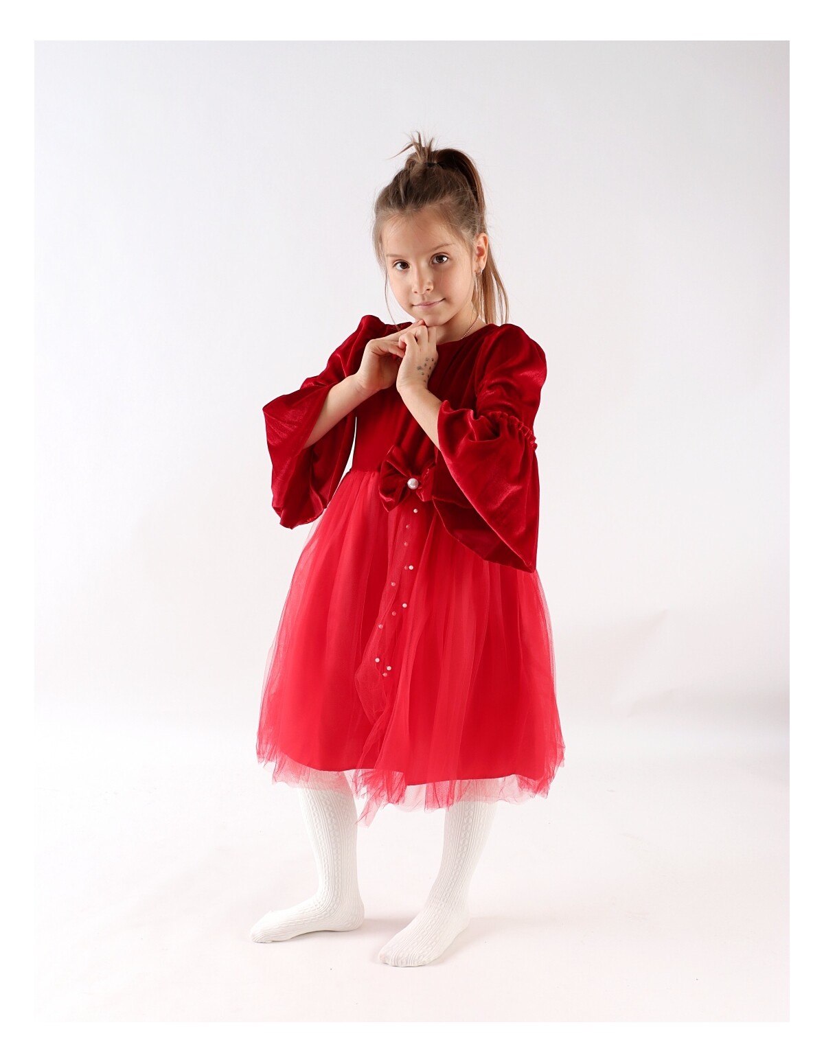 Rochita de catifea cu Fundita si Perle Amy