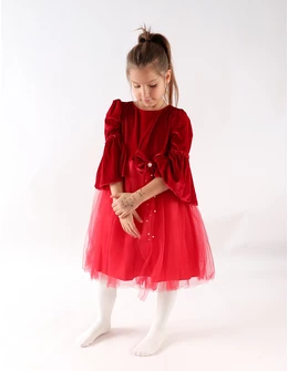 Rochita de catifea cu Fundita si Perle Amy