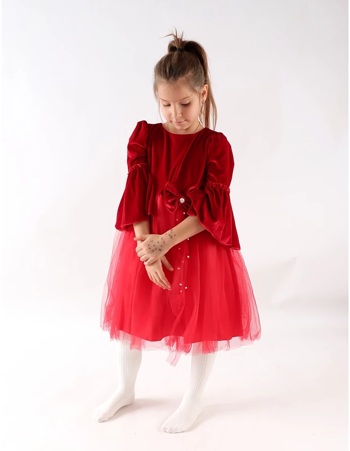 Rochita de catifea cu Fundita si Perle Amy picture - 2