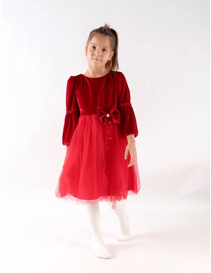 Rochita de catifea cu Fundita si Perle Amy picture - 11