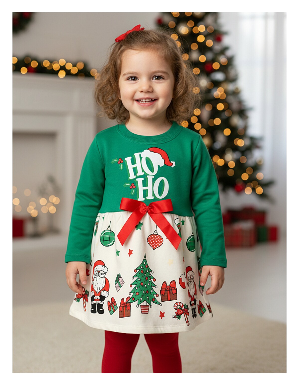 Rochita Ho Ho Santa verde-alb-rosu