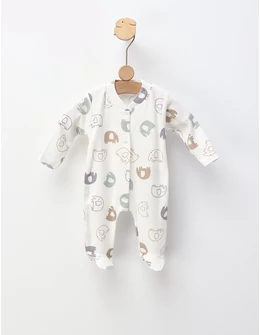 Salopeta ace trase, cu botosei, Elefantei, alb