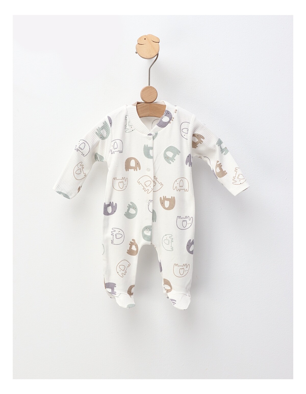 Salopeta ace trase, cu botosei, Elefantei, alb