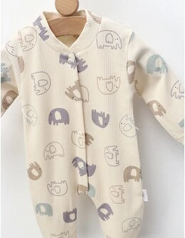 Salopeta ace trase, cu botosei, Elefantei, crem