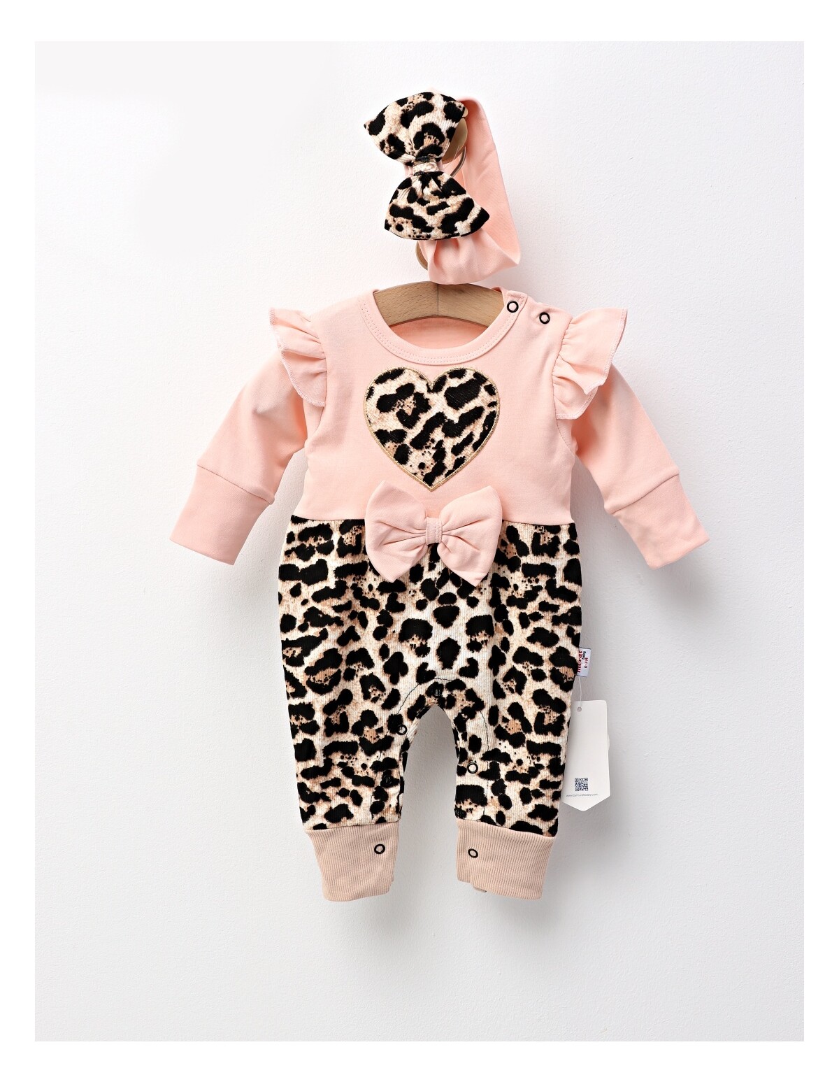 Salopeta animal print cu bentita, Heart corai