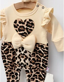 Salopeta animal print cu bentita, Heart crem