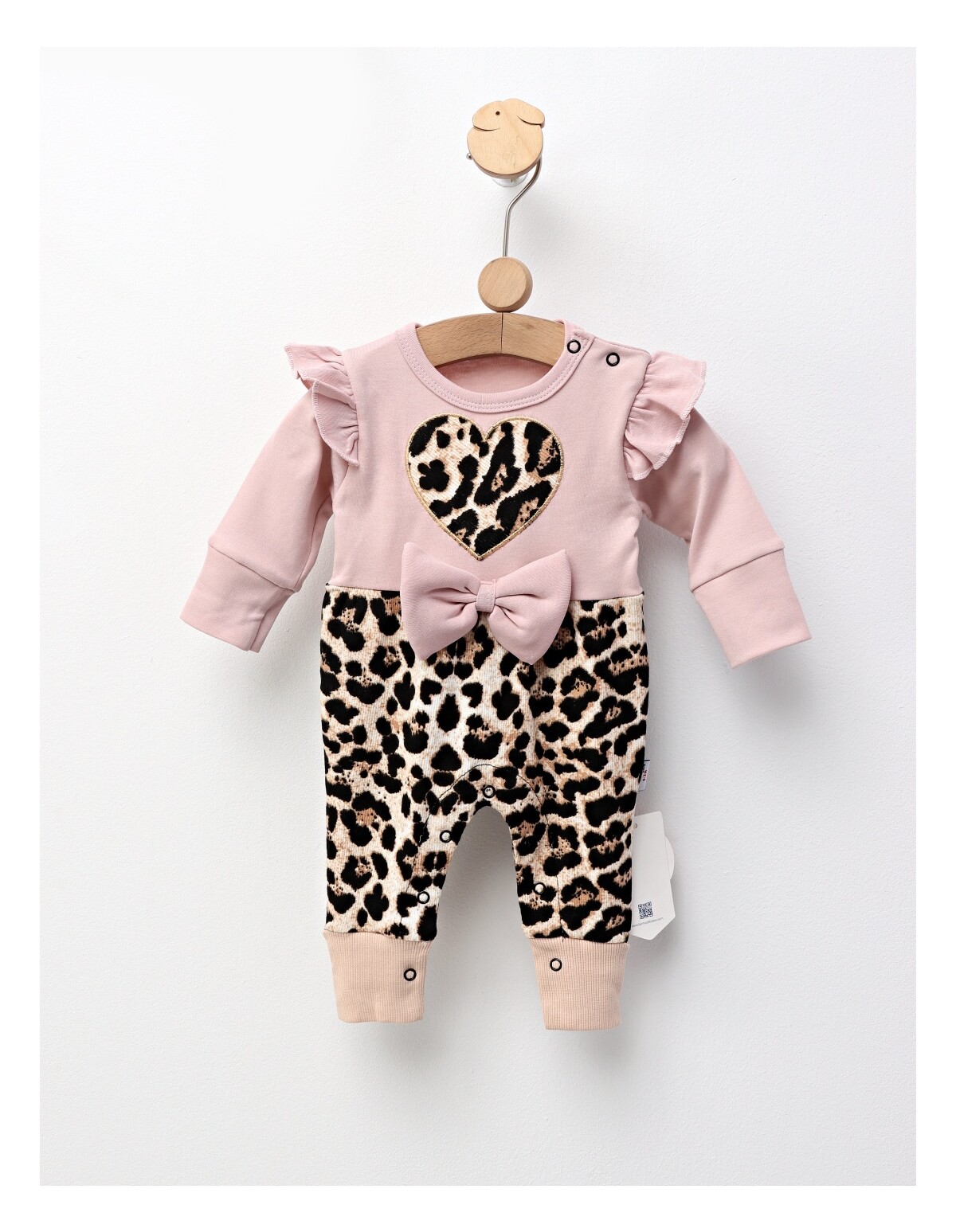 Salopeta animal print cu bentita, Heart roz