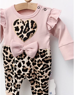 Salopeta animal print cu bentita, Heart roz
