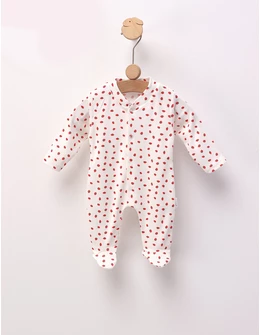 Salopeta Capsunele mici, model alb