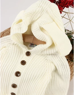 Salopeta crosetata, gluga cu urechiuse, alb