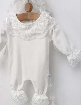 Salopeta cu boneta, Premium Fashion, alb