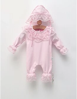 Salopeta cu boneta, Premium Fashion, roz