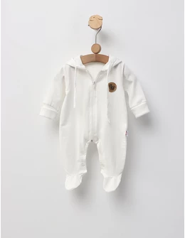 Salopeta cu botosei BM Fashion, alb