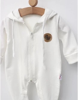 Salopeta cu botosei BM Fashion, alb