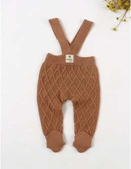 Salopeta cu botosei si bretele, maro