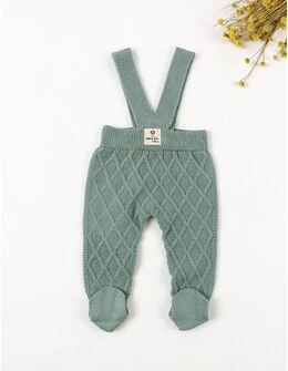 Salopeta cu botosei si bretele, verde