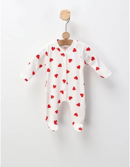 Salopeta cu botosei World Of Hearts, alb-rosu