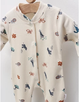 Salopeta cu botosei Zebra, Girafa, Maimutica, crem