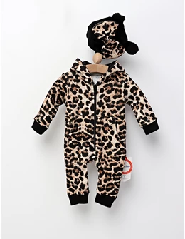 Salopeta cu fes, Animal Print Leopard, negru