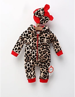 Salopeta cu fes, Animal Print Leopard, rosu