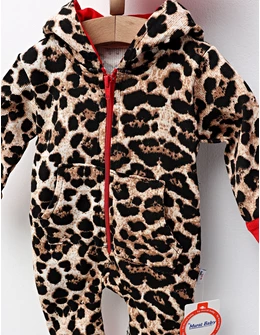 Salopeta cu fes, Animal Print Leopard, rosu