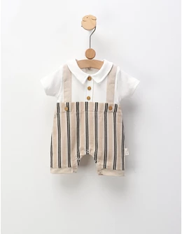 Salopeta Fashion Boy, alb-crem