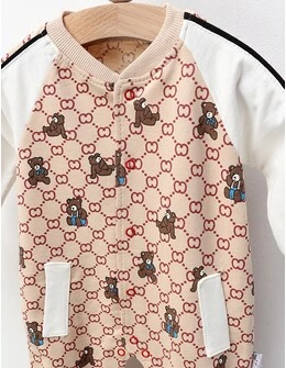 Salopeta Guggci Bear, cu bej