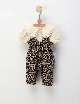 Salopeta Leopard + Bluzita MS, negru-crem