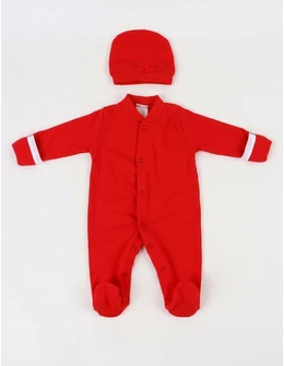 Salopeta + caciula baby CFX rosu